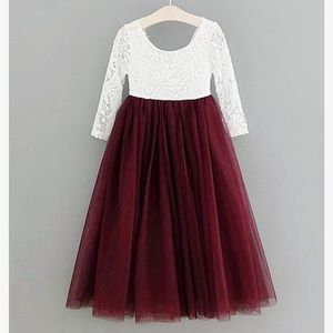 Burgundy Flower Girl Dress- see size notes